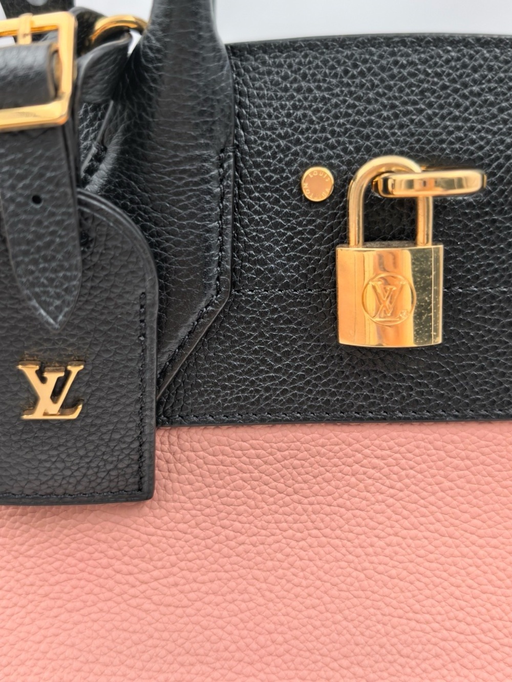 Louis Vuitton City Steamer MM Black and Dusty Pink Two-Tone Leather Satchel - Picture 2 of 14